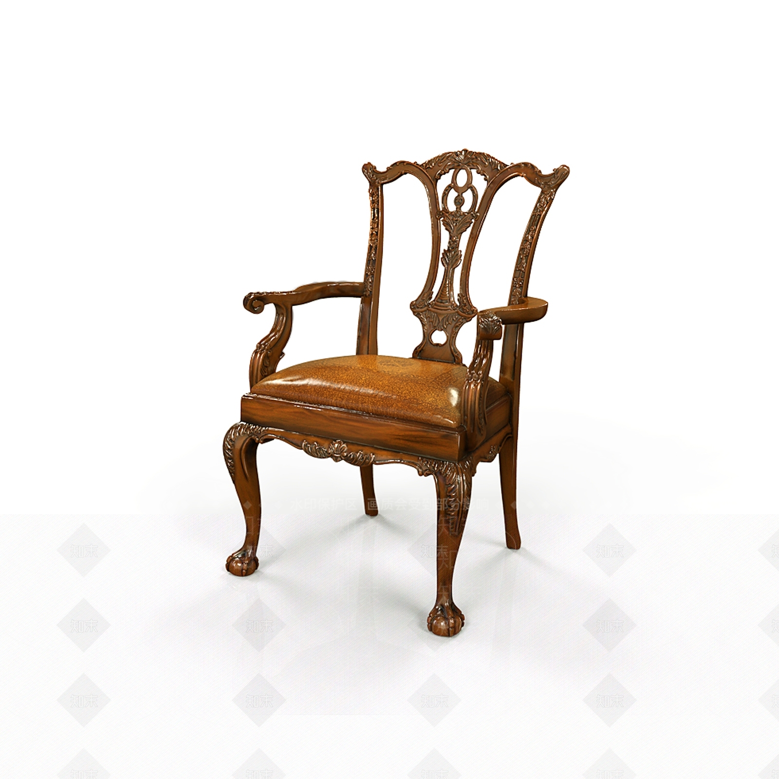 法式雕花皮质椅3D模型下载【ID:333581416】