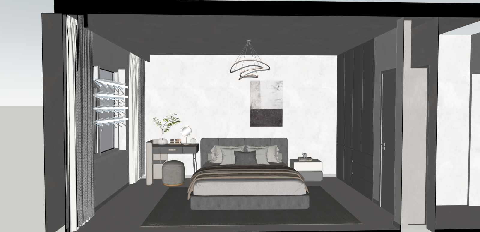 现代家居卧室SU模型下载【ID:1216006354】