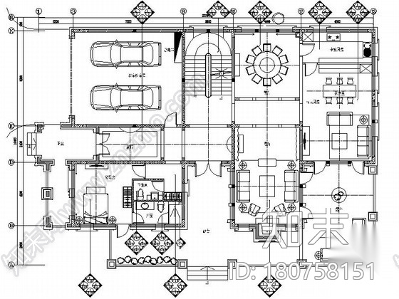 [重庆]奢华欧式双层别墅样板房装修图cad施工图下载【ID:180758151】
