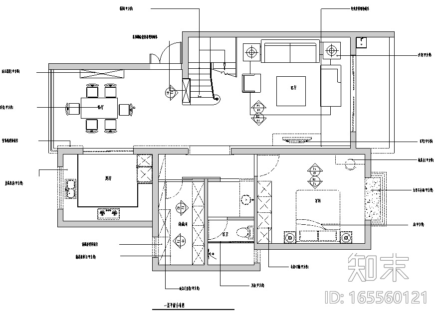 [江苏]ArtDeco风格200平米联体别墅设计施工图（附效果图...施工图下载【ID:165560121】