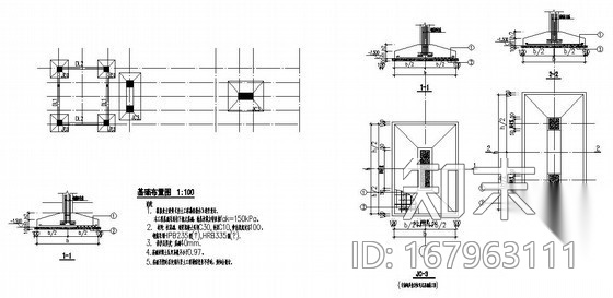 框架结构学校门卫室及大门结构施工图（含建筑施工图）cad施工图下载【ID:167963111】