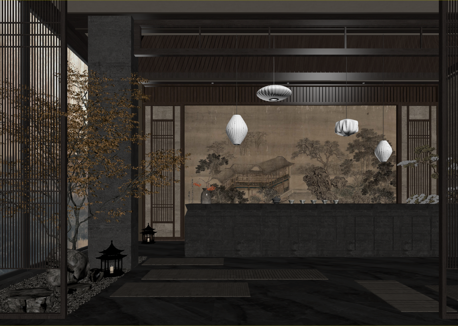 新中式茶馆3D模型下载【ID:1214454574】
