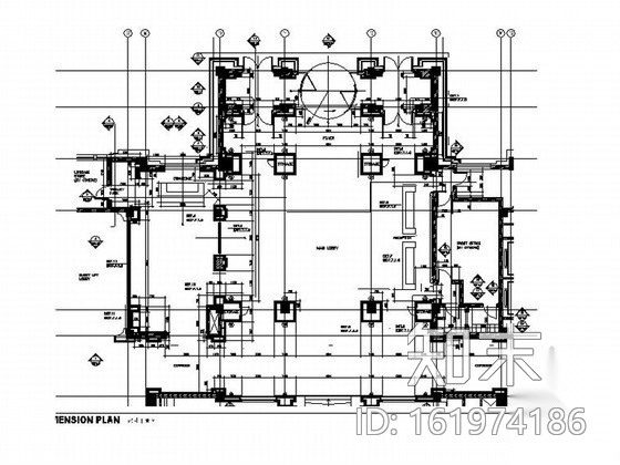 [杭州]经典酒店大堂室内施工图cad施工图下载【ID:161974186】