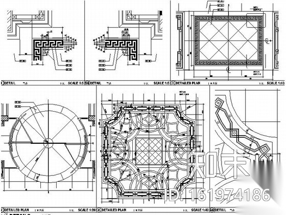 [杭州]经典酒店大堂室内施工图cad施工图下载【ID:161974186】