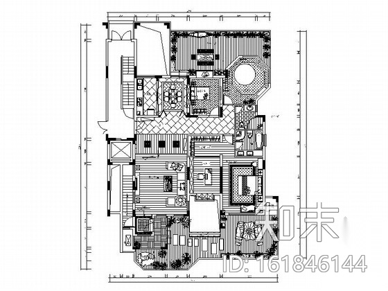 [广东]东南亚风情两层别墅室内装修施工图（含高清效果cad施工图下载【ID:161846144】