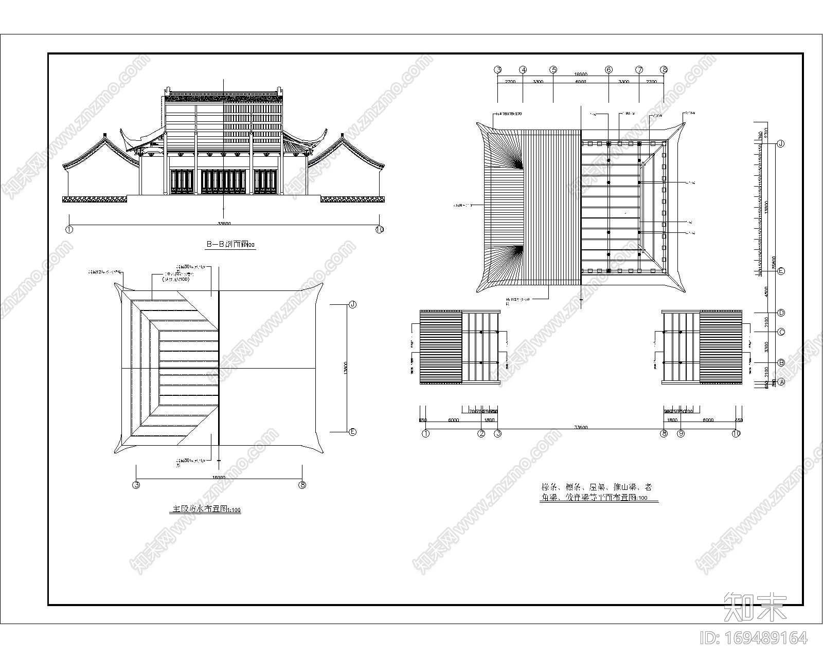 中式仿古建筑CAD施工图集cad施工图下载【ID:169489164】