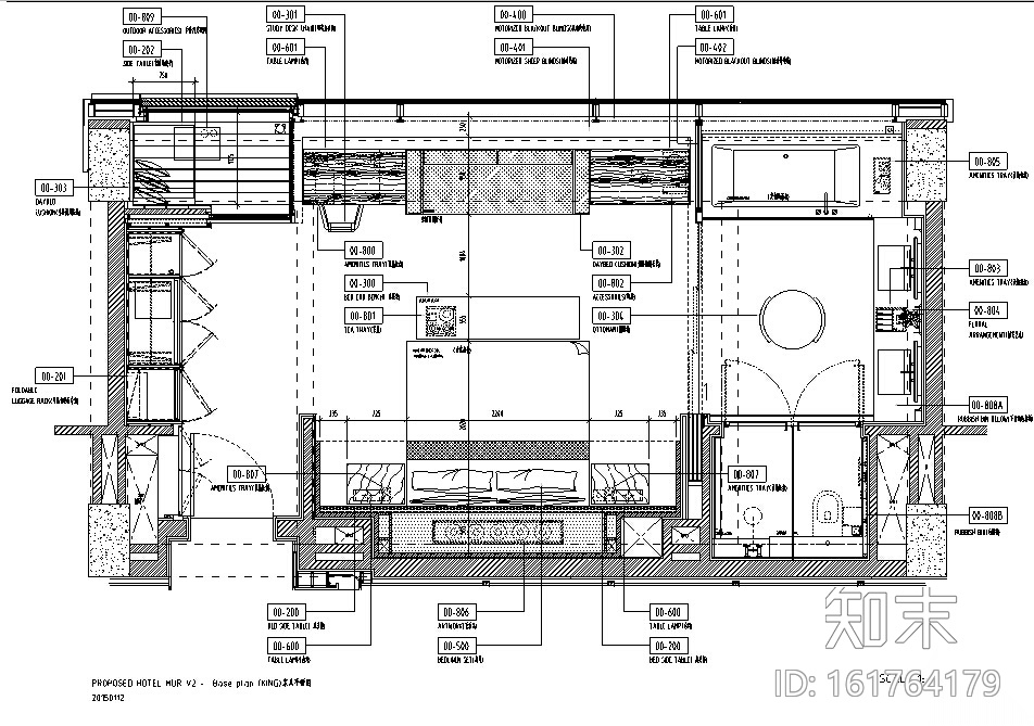 [南京]高档特色酒店客房设计施工图（含效果图）施工图下载【ID:161764179】