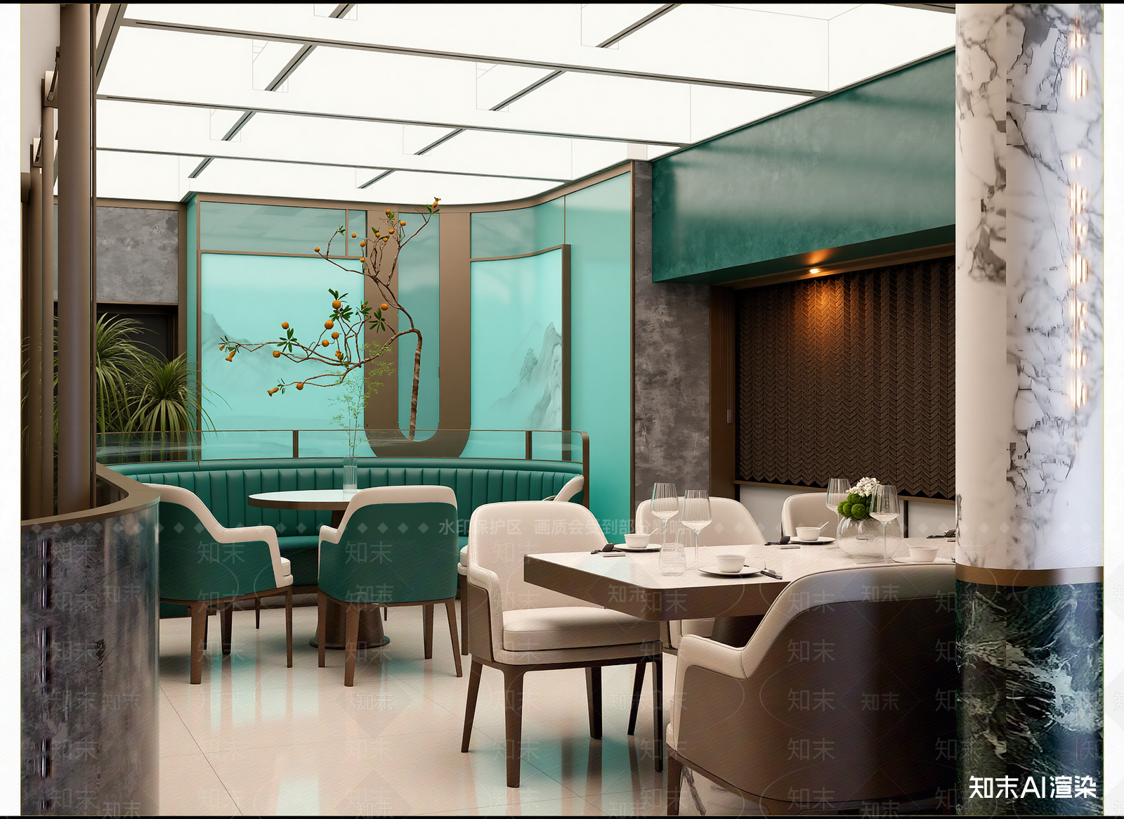 新中式西餐厅3D模型下载【ID:1214324354】