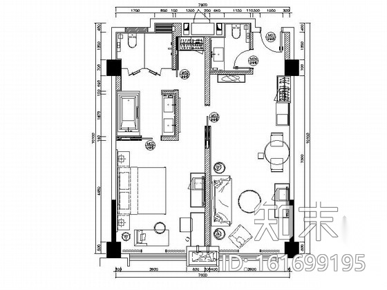 [锦阳]5星高档酒店双间套房室内设计CAD施工图(含效果图...施工图下载【ID:161699195】