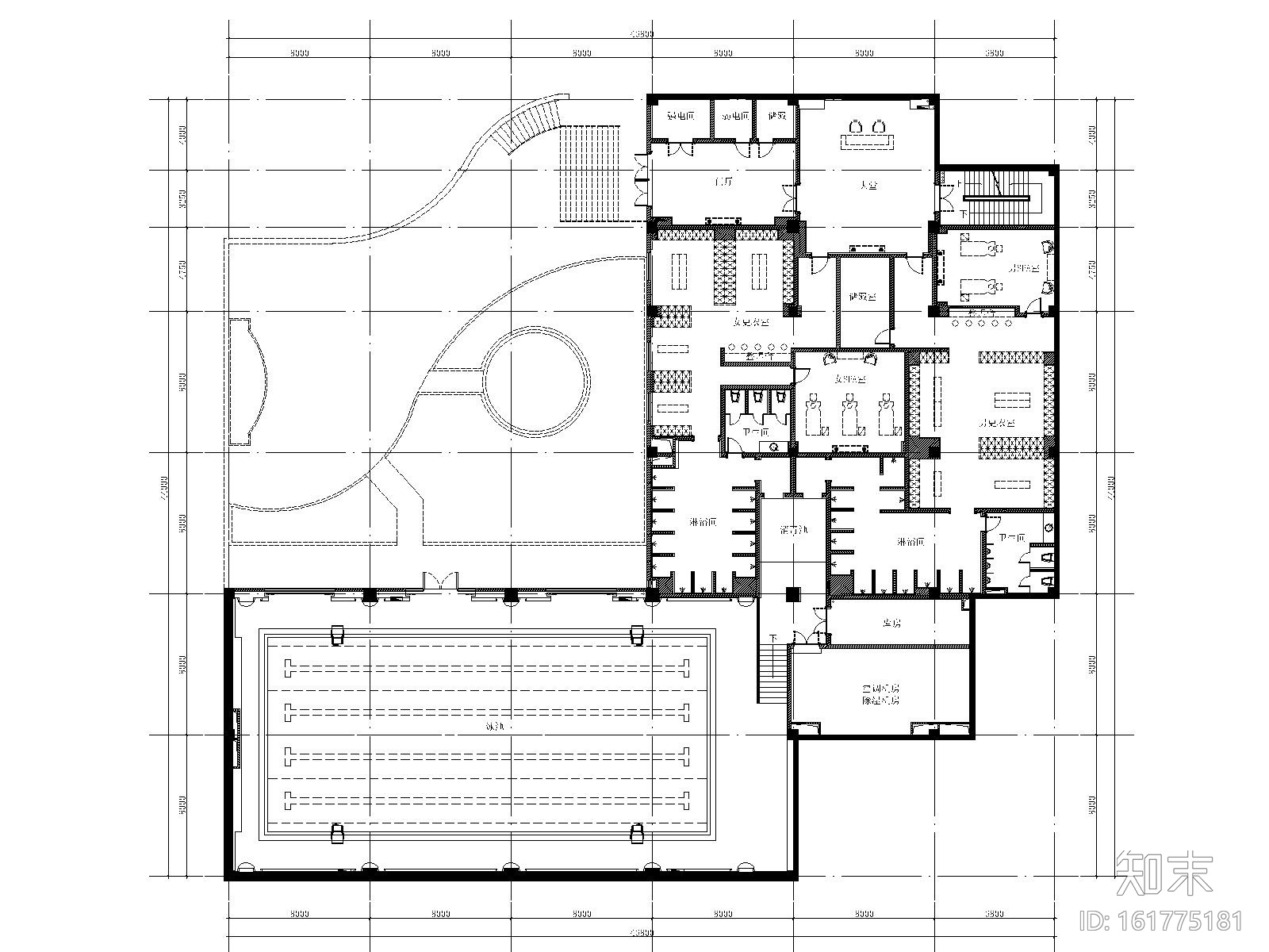 黄山翡翠湖碧水苑会所室内装修施工图+物料cad施工图下载【ID:161775181】