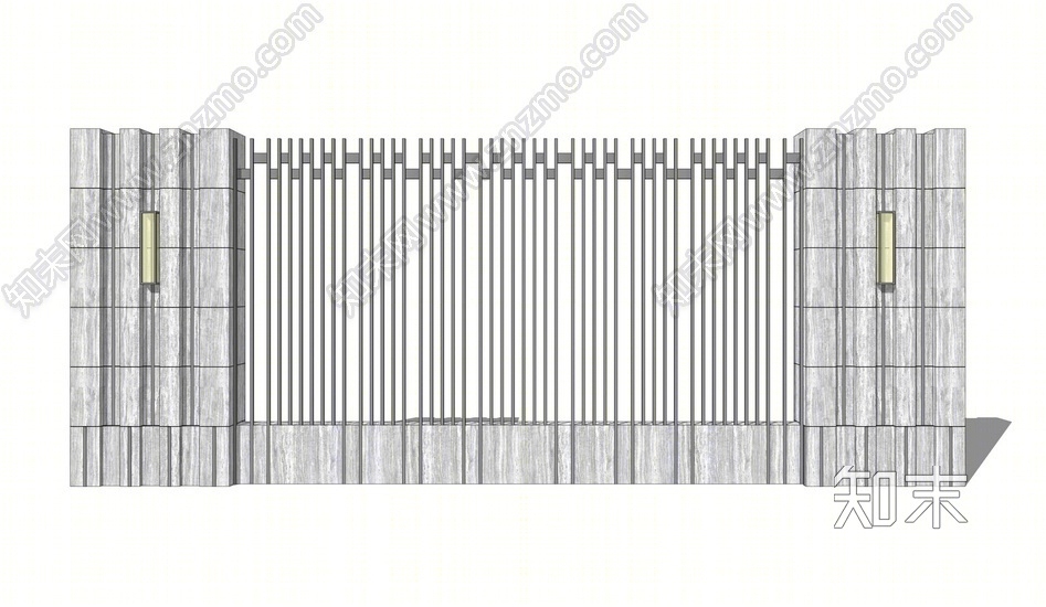 现代围墙SU模型下载【ID:151637200】