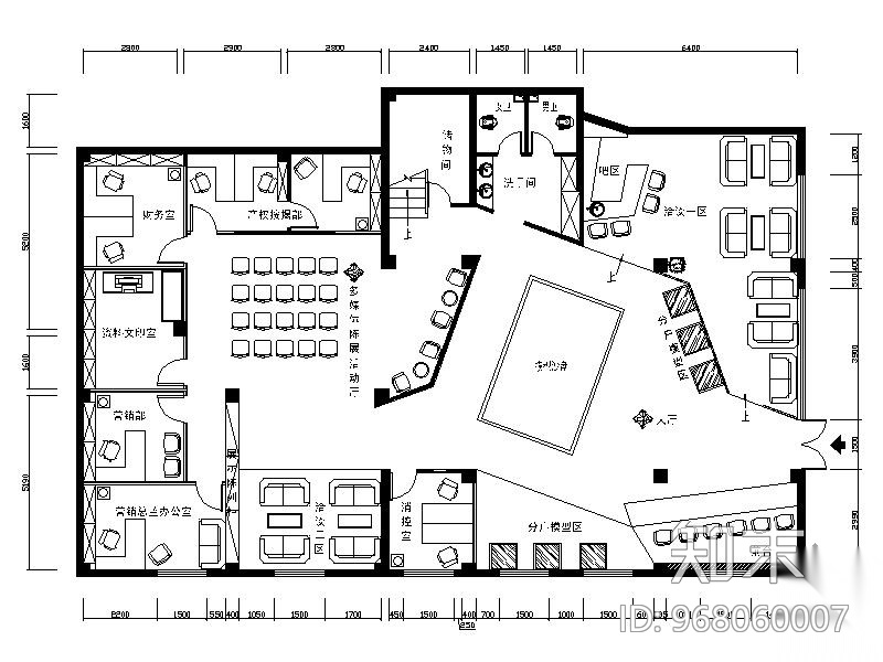 某售楼处办公楼室内装修施工图cad施工图下载【ID:968060007】