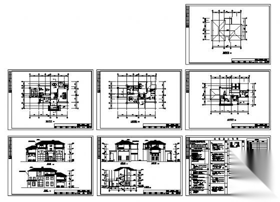 某G型三层别墅建筑方案图cad施工图下载【ID:149921123】