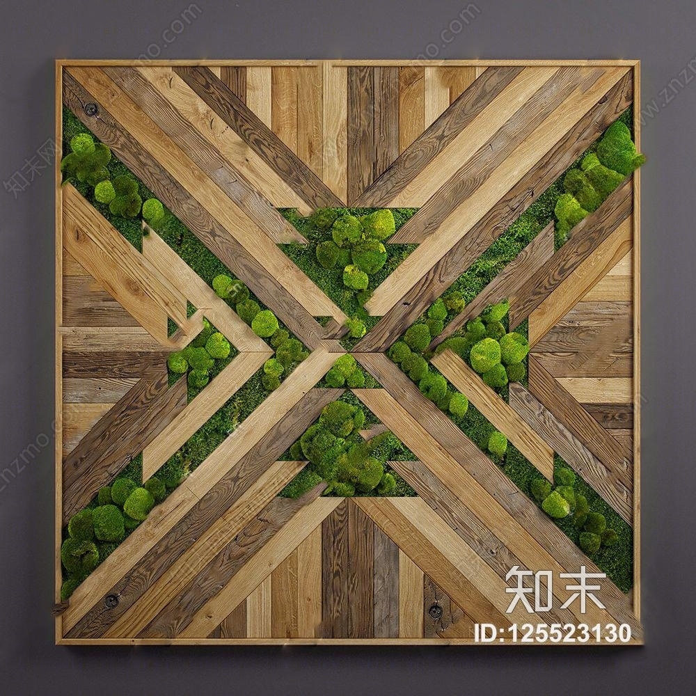 现代绿植墙饰3D模型下载【ID:125523130】