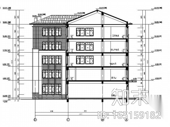 [天津]五层框架结构块瓦屋面社区中心建筑施工图施工图下载【ID:165159182】