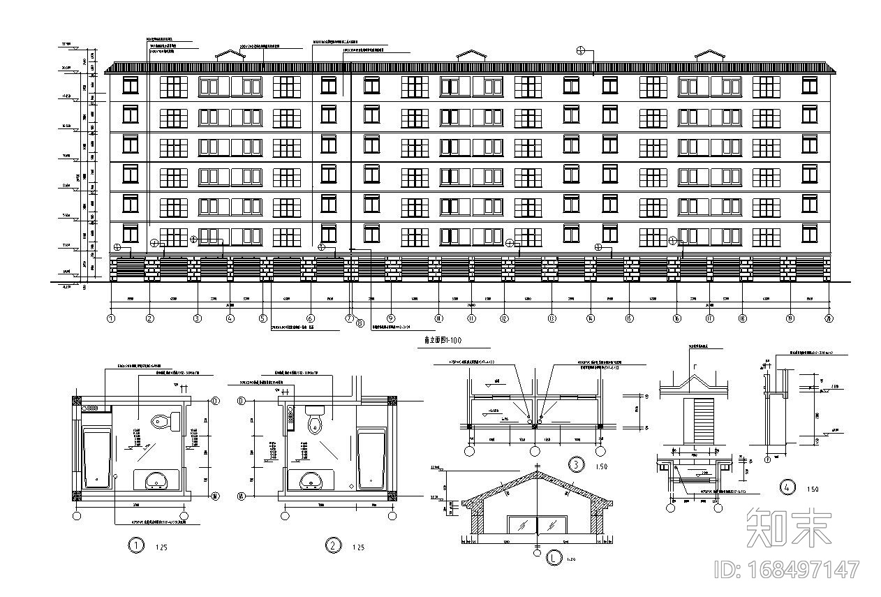 120平米住宅及错层户型设计图cad施工图下载【ID:168497147】