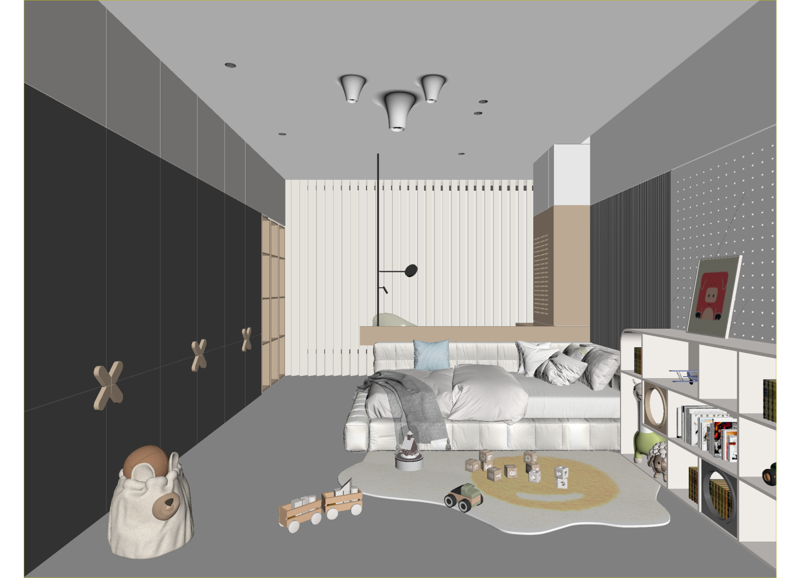 现代男孩房3D模型下载【ID:1215087148】