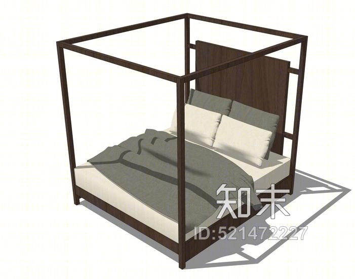 现代双人床SU模型下载【ID:521472227】