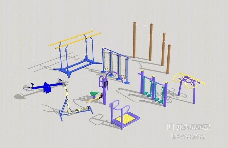 室外健身器材SU模型下载【ID:76662562】