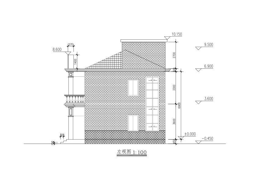 二层别墅建筑方案设计（包含CAD）施工图下载【ID:150024110】