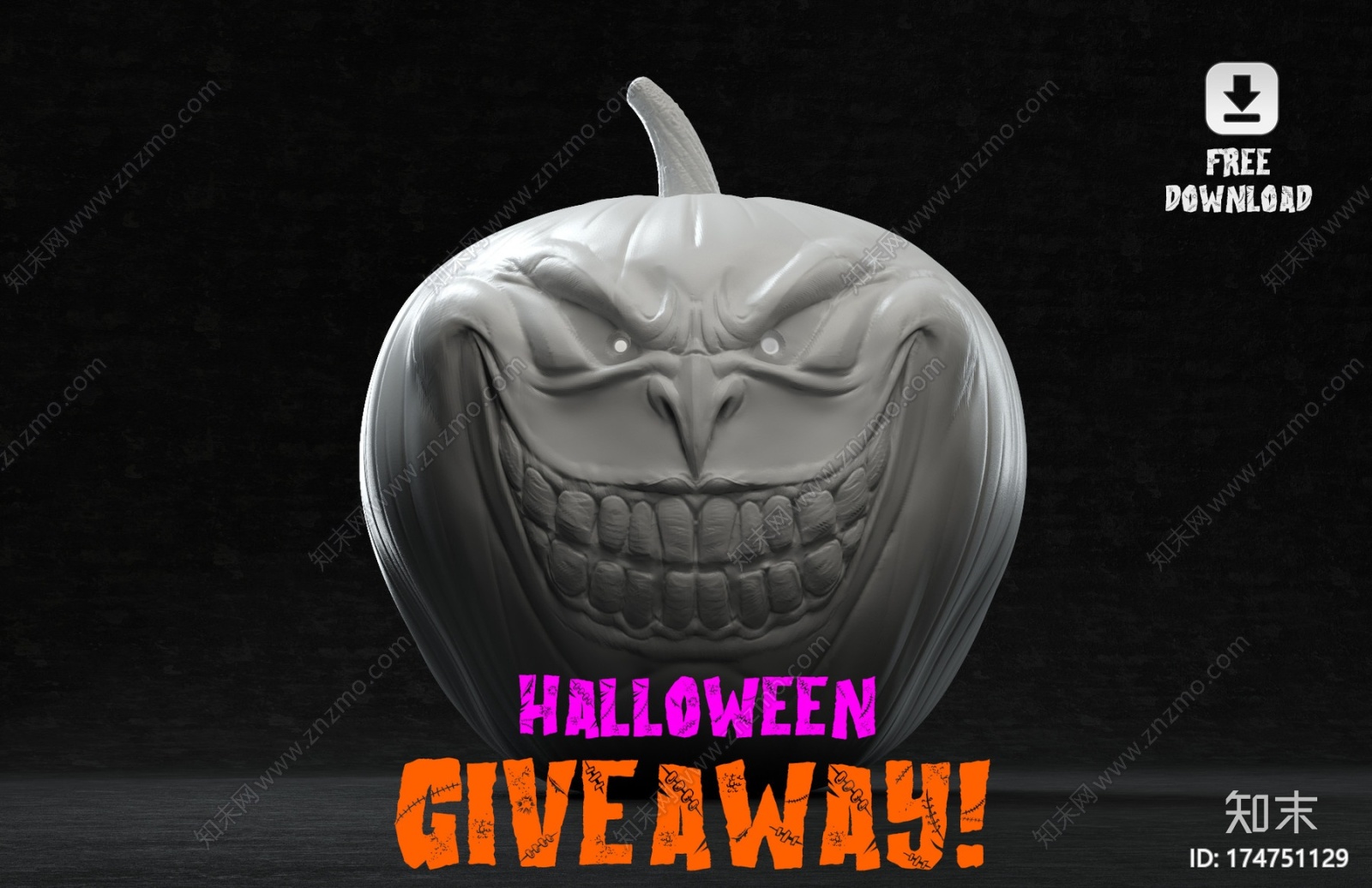 万圣节南瓜雕刻赠品CG模型下载【ID:174751129】