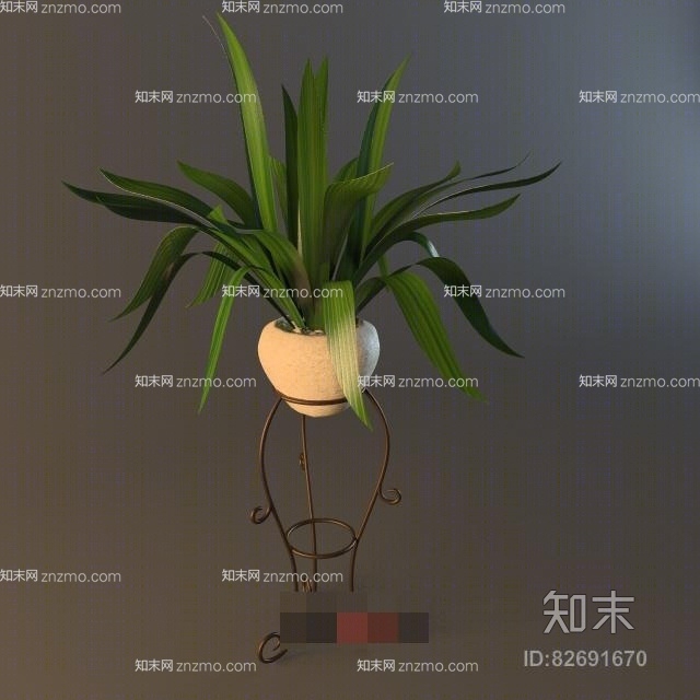 棕色铁艺花几3D模型下载【ID:82691670】