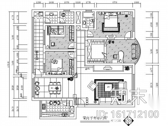 210㎡四居室公寓装饰装修图施工图下载【ID:161712100】