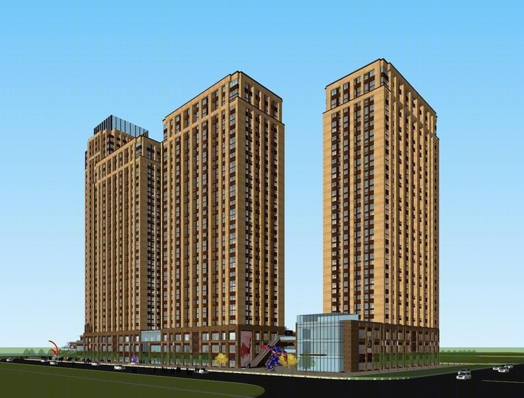 新古典办公楼+新古典高层住宅SU模型下载【ID:220565629】