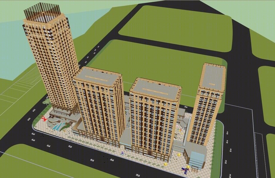 新古典办公楼+新古典高层住宅SU模型下载【ID:220565629】