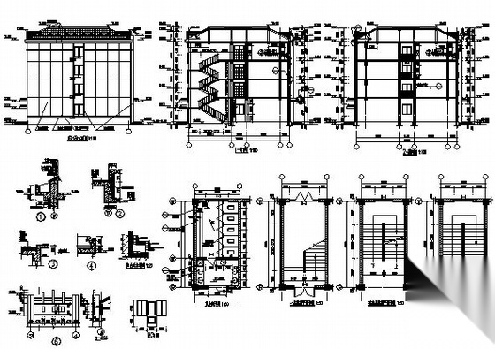 某节能型四层宿舍楼建筑施工图cad施工图下载【ID:168325144】