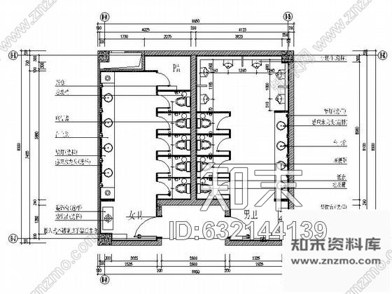 施工图73㎡公共卫生间室内装修图施工图下载【ID:632144139】