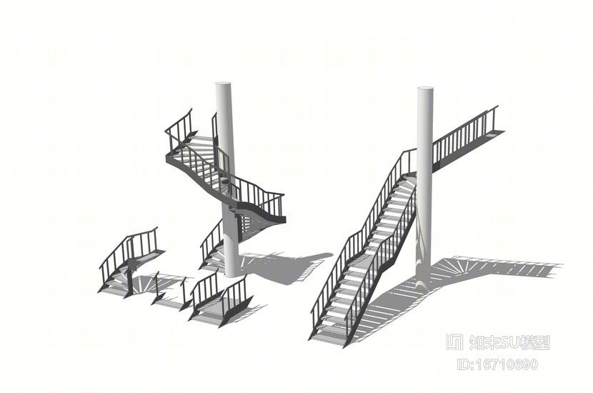钢楼梯SU模型下载【ID:16710690】