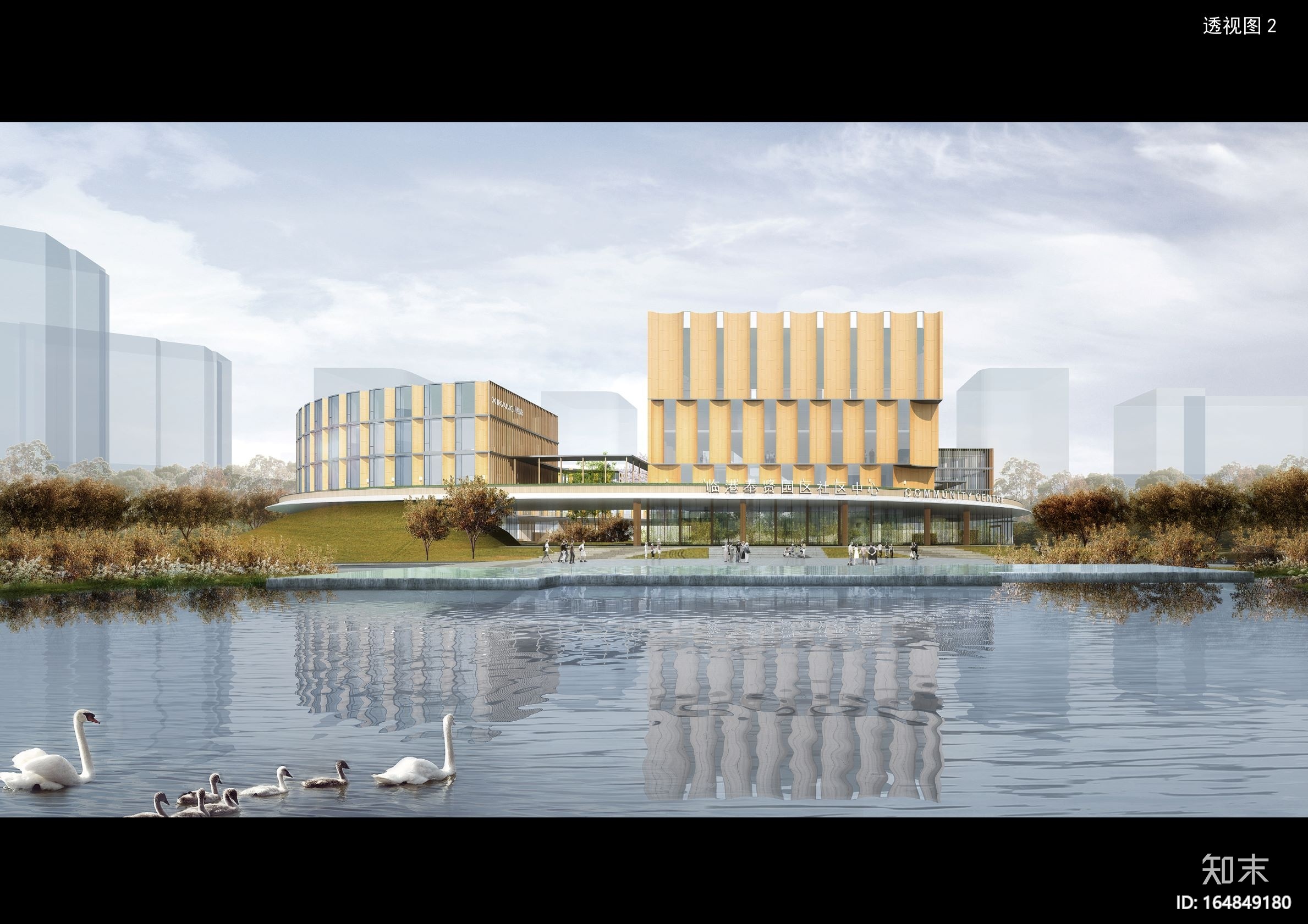 [上海]​奉贤社区中心全套建筑图纸+效果图cad施工图下载【ID:164849180】