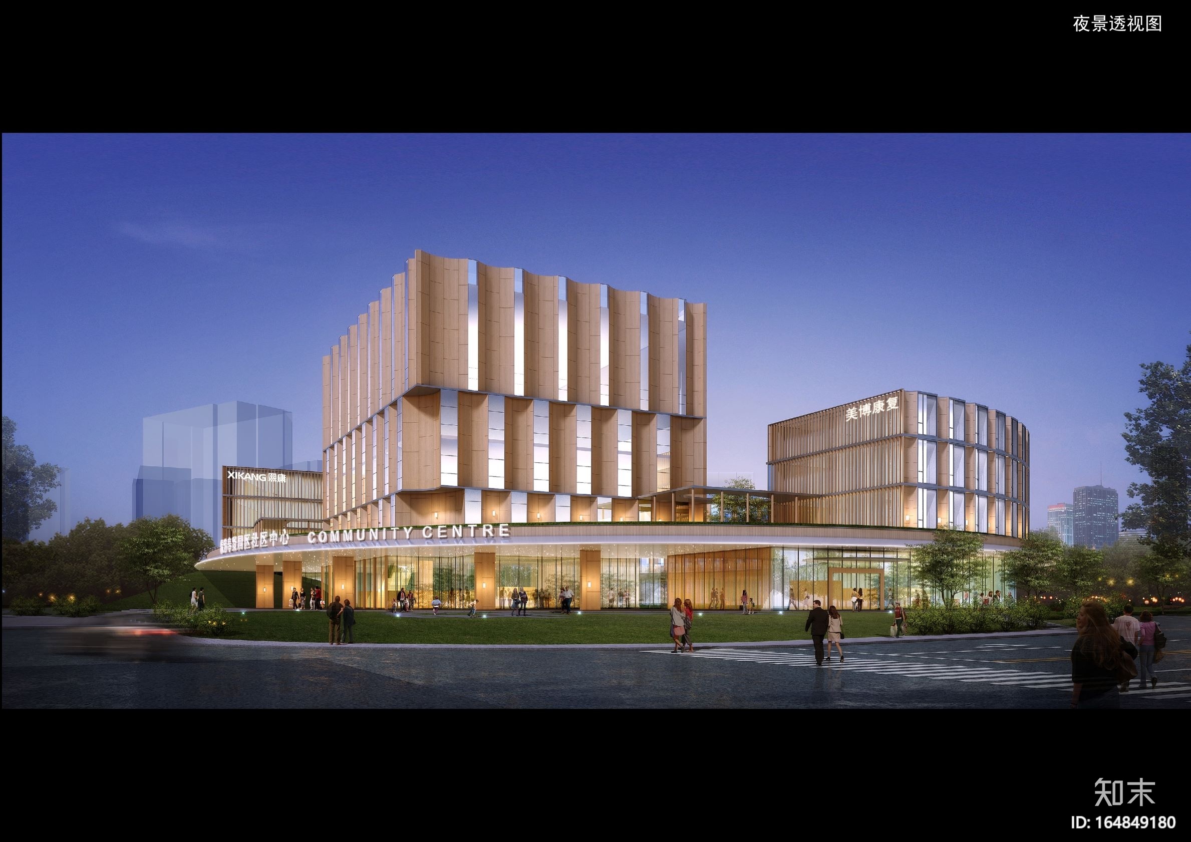[上海]​奉贤社区中心全套建筑图纸+效果图cad施工图下载【ID:164849180】