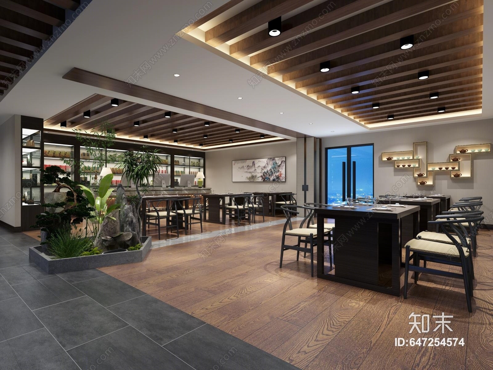 新中式茶室3D模型下载【ID:647254574】