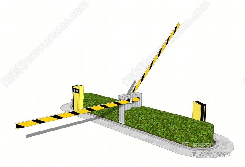 车行道闸SU模型下载【ID:630326614】
