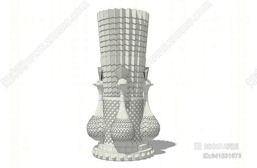 孔雀雕塑SU模型下载【ID:641531673】