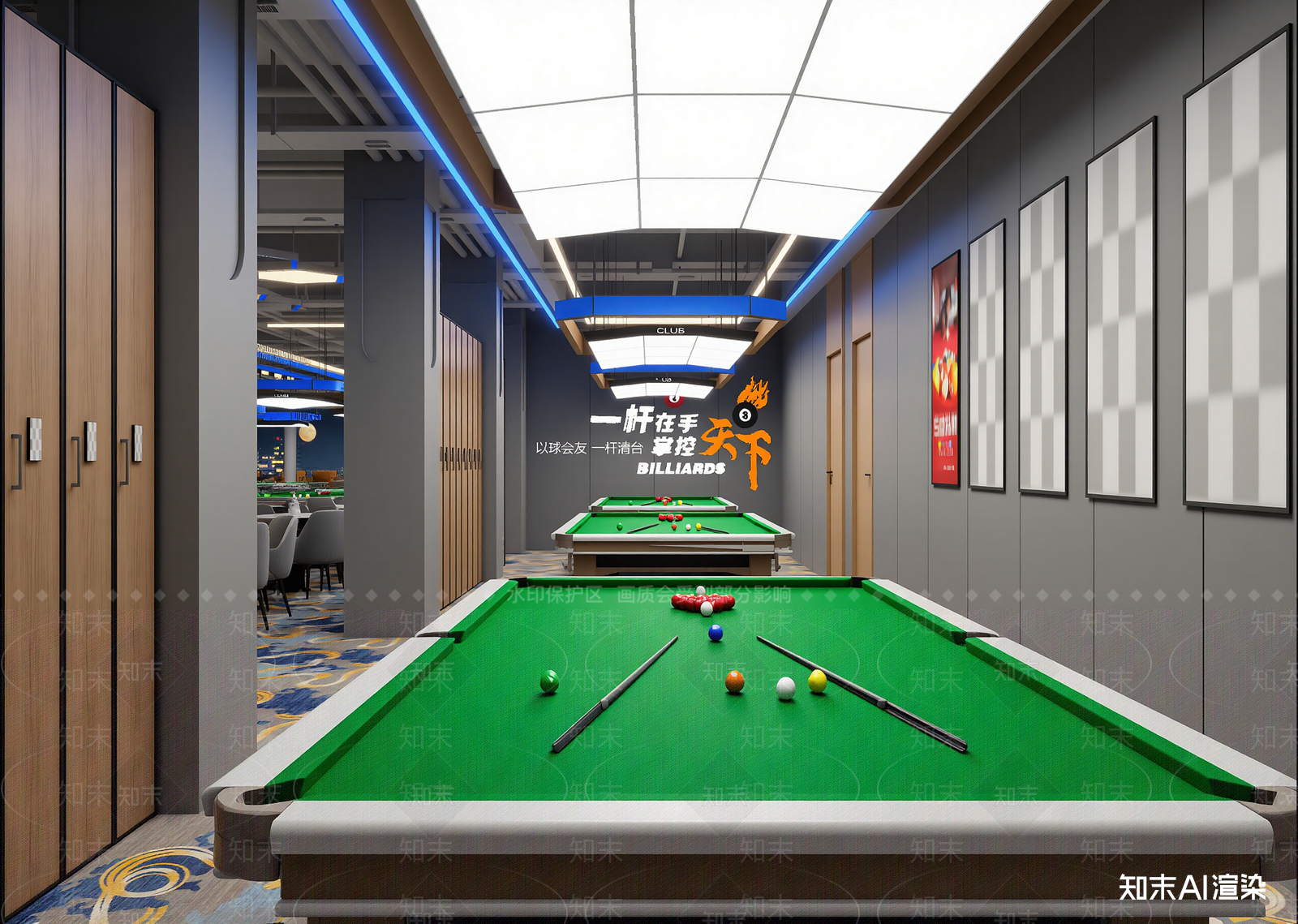 现代台球室3D模型下载【ID:1215190859】