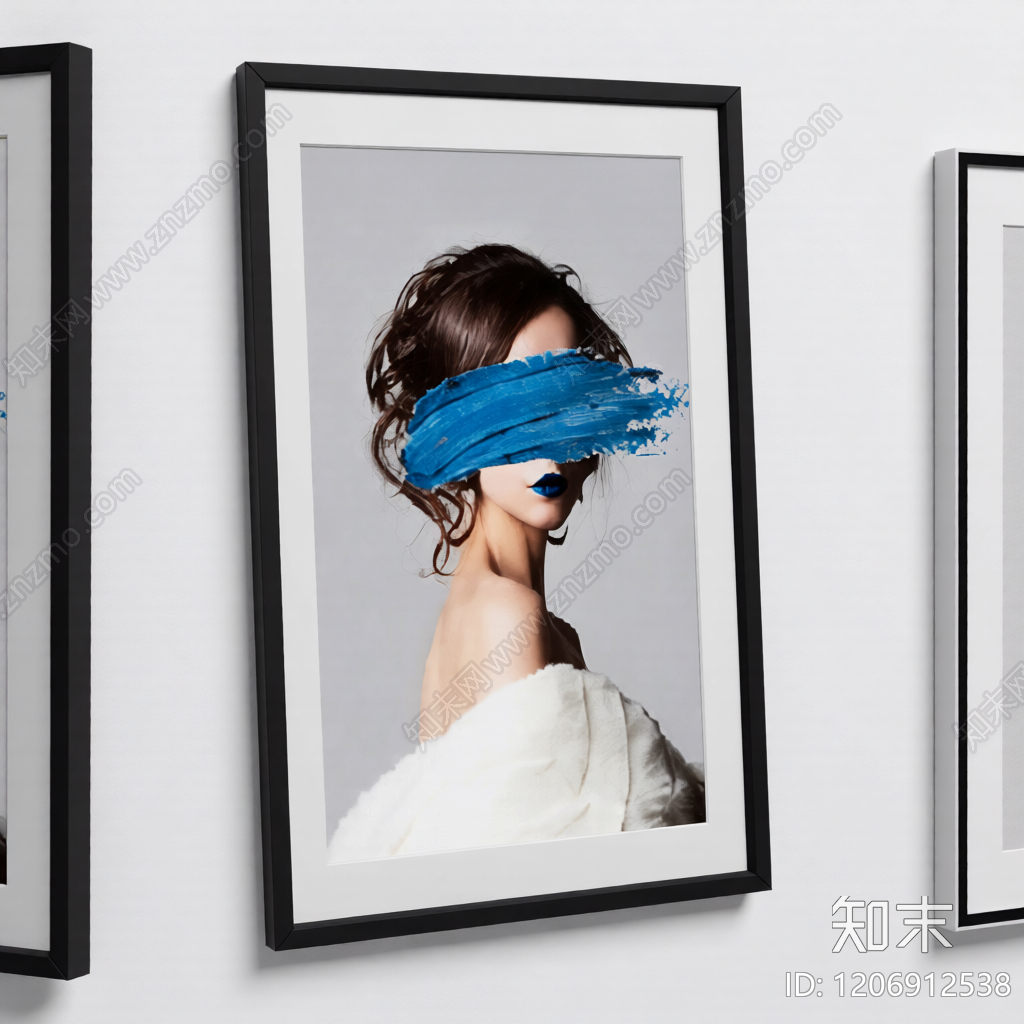 装饰画带黑色画框3D模型下载【ID:1206912538】