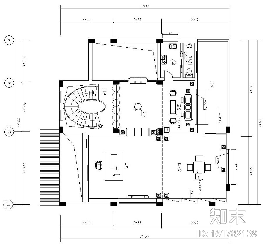 纯中式双层别墅室内装修施工图设计（附效果图）cad施工图下载【ID:161782139】