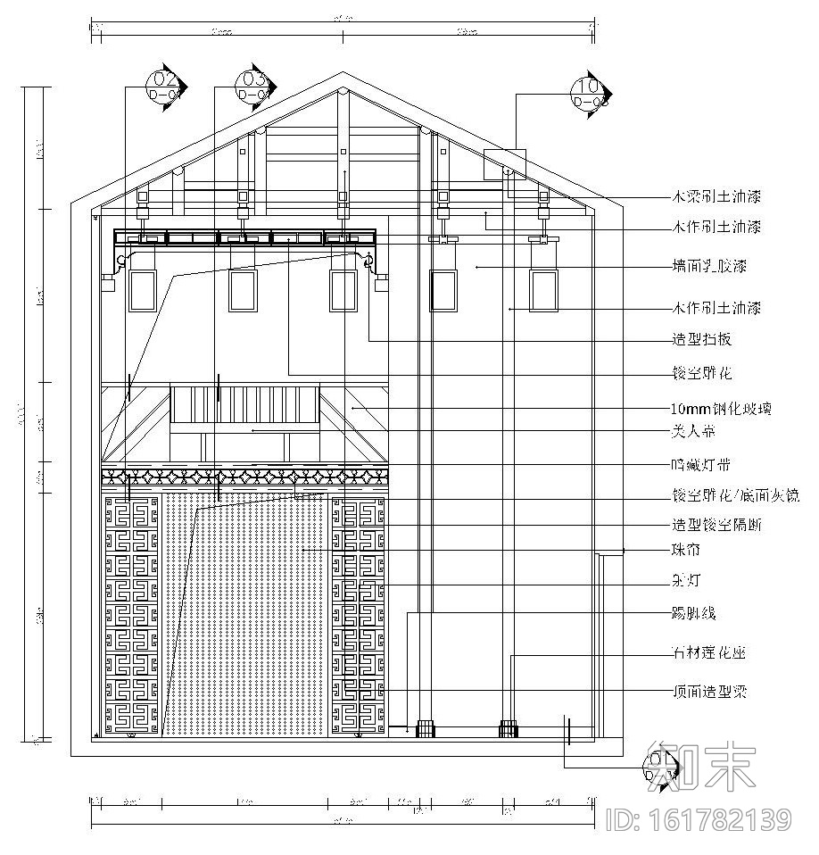 纯中式双层别墅室内装修施工图设计（附效果图）cad施工图下载【ID:161782139】