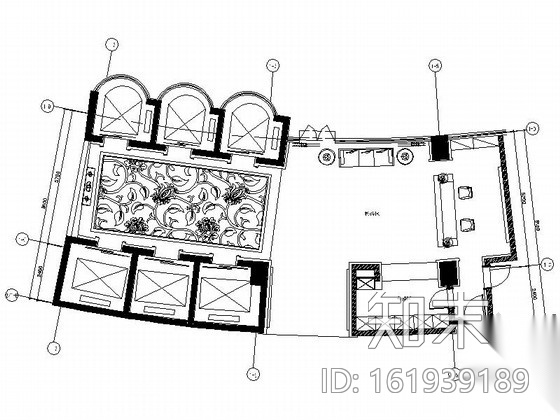 [重庆]中式风格四星级酒店接待区装修图cad施工图下载【ID:161939189】