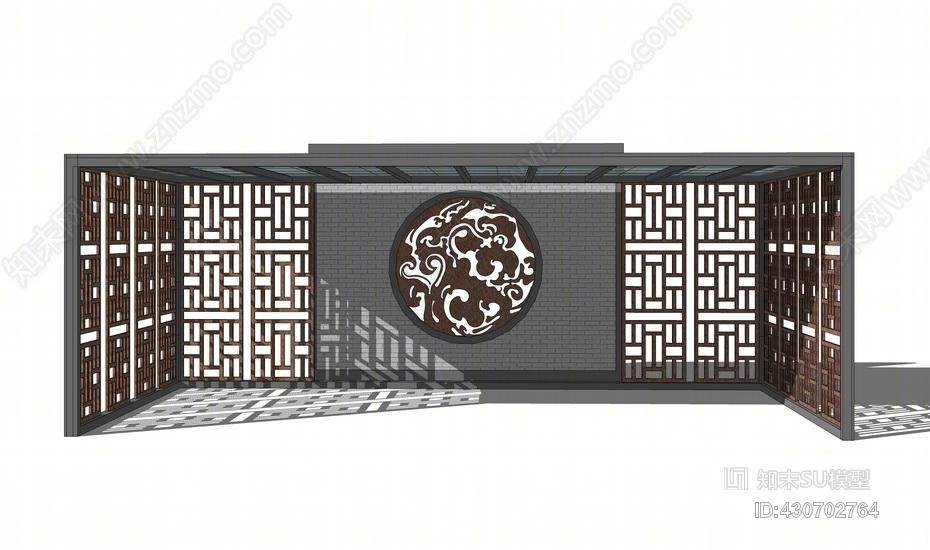 新中式廊架SU模型下载【ID:430702764】