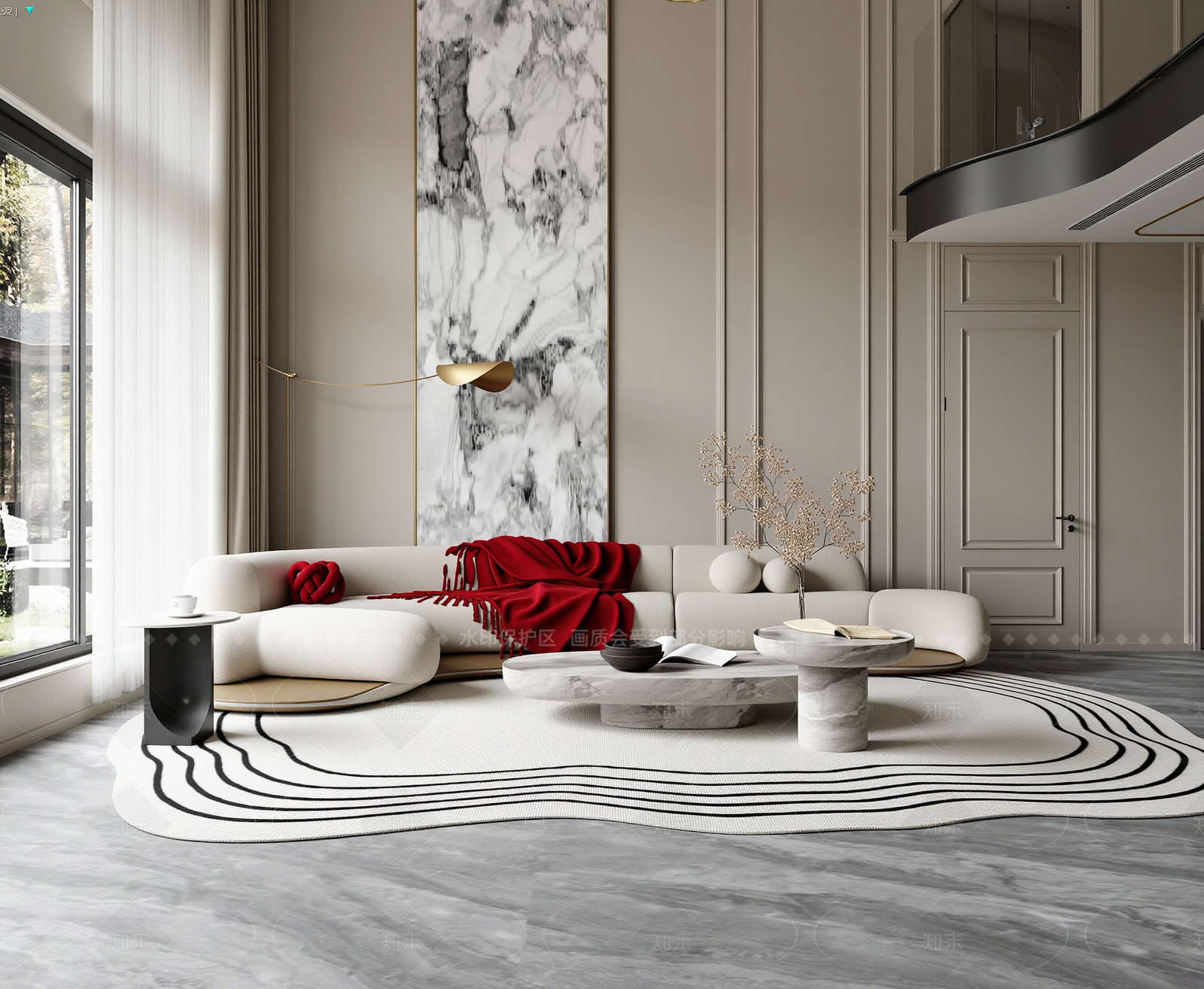 简欧挑空客厅3D模型下载【ID:1214562341】