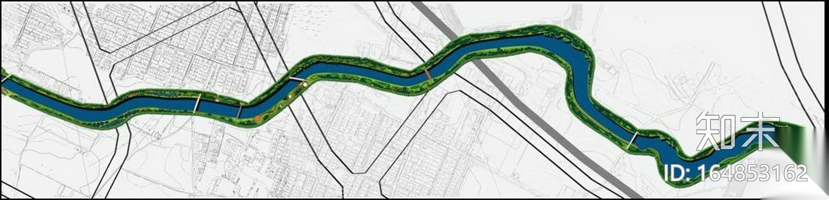 [河北]环城水系西北段三条河流沿岸景观方案cad施工图下载【ID:164853162】