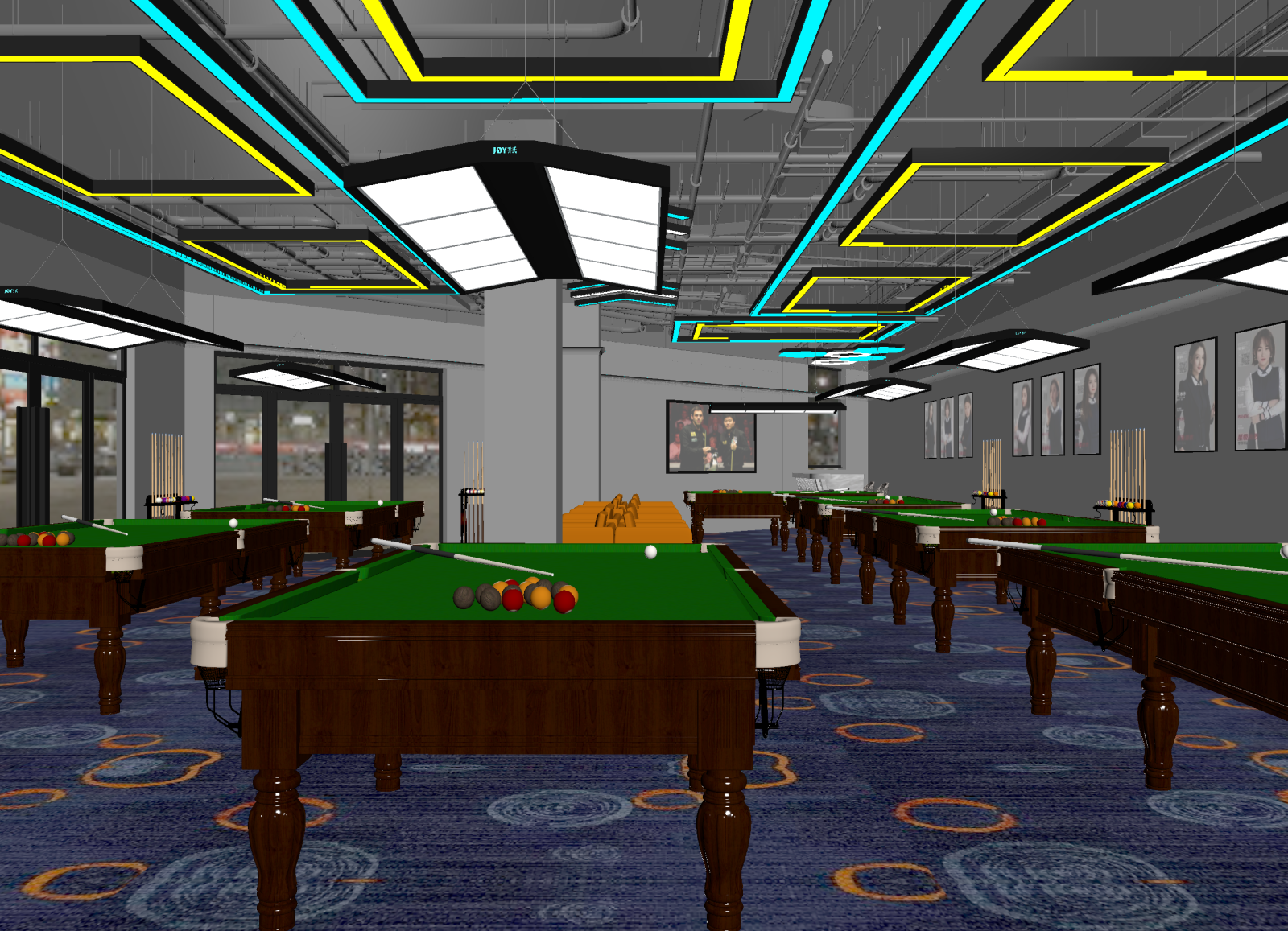 现代台球室3D模型下载【ID:1214304904】