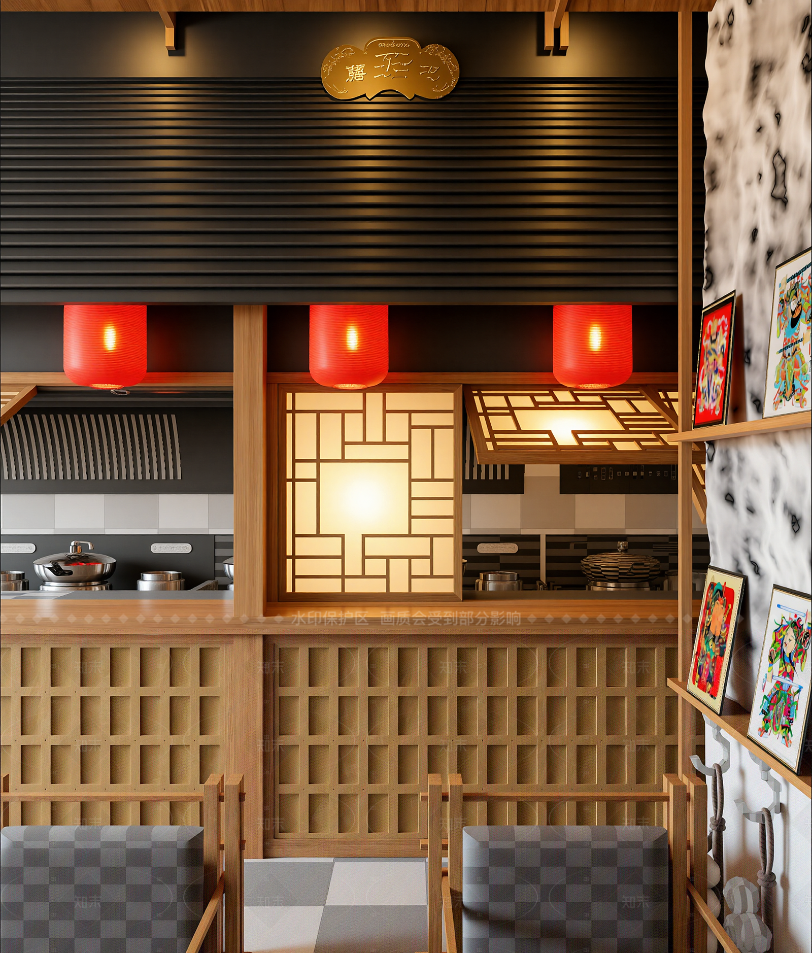 现代日料店3D模型下载【ID:1214977225】