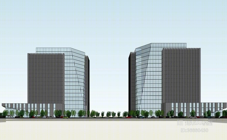 现代风格办公建筑SU模型下载【ID:36660430】