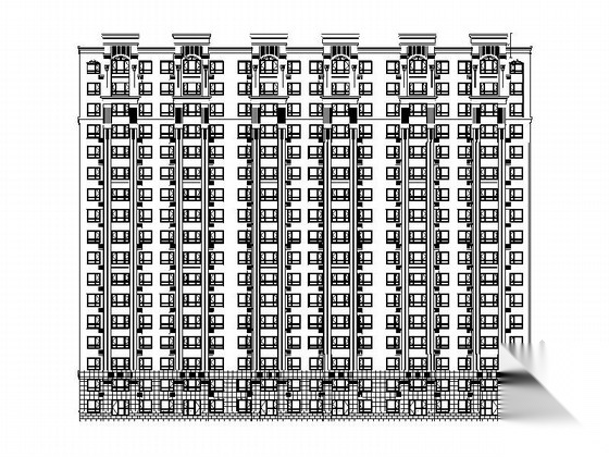 [吉林]十七层古典风格住宅建筑施工图（图纸非常精细）cad施工图下载【ID:167626156】