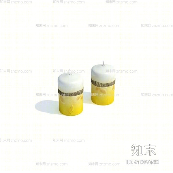 黄色圆柱形蜡烛3D模型下载【ID:91007482】